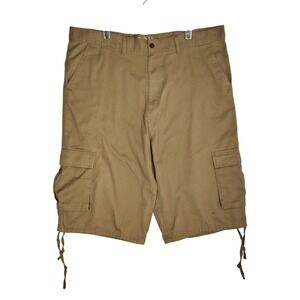 ROK Authentic Cargo Shorts Mens 40 Khaki Tan Twill Utility Drawstring Hem Pocket